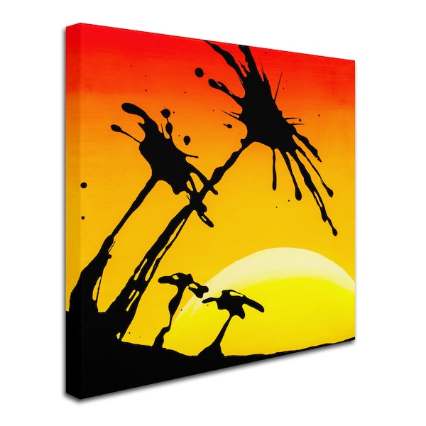 Roderick Stevens 'Palm Tree Sunrise' Canvas Art,14x14